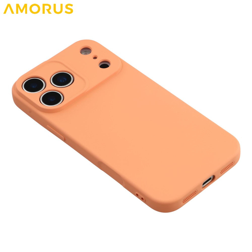 AMORUS For iPhone 17 Pro Max Case Precise Cutouts TPU Fiber Lining Shockproof Phone Cover - Orange