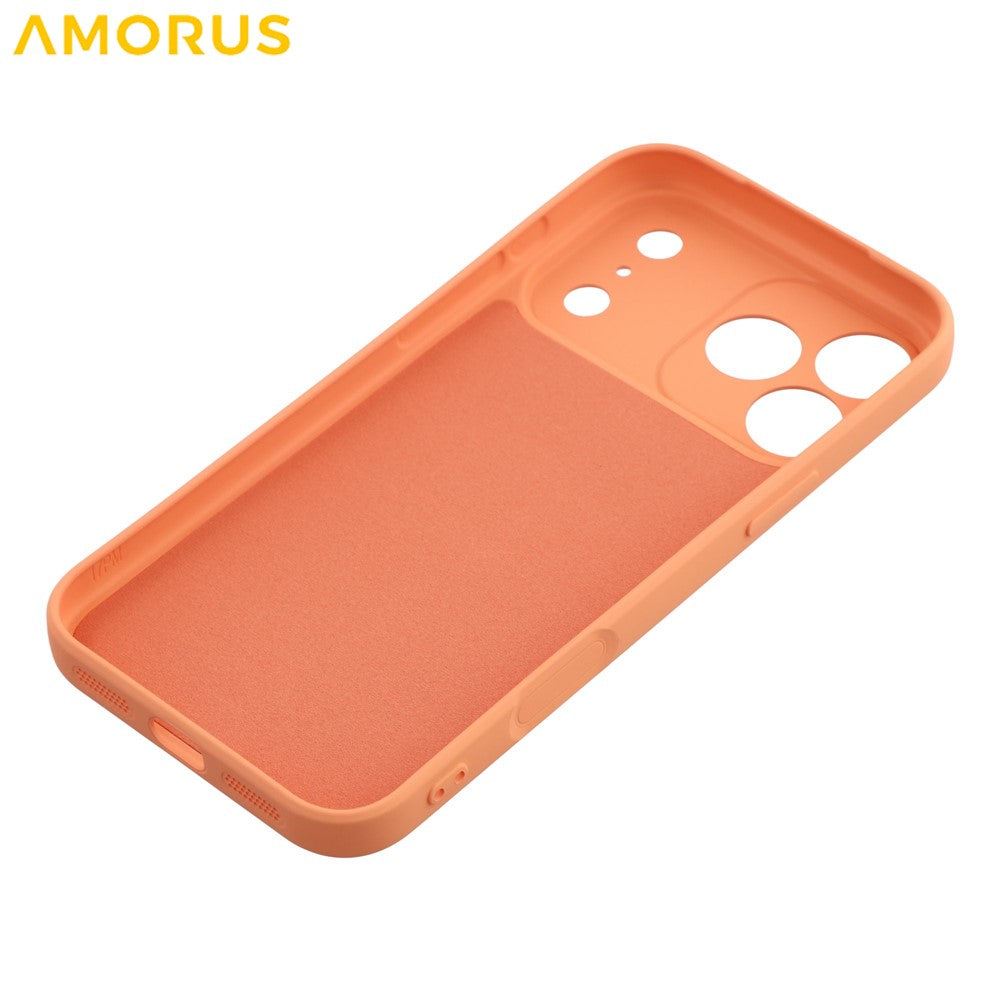 AMORUS For iPhone 17 Pro Max Case Precise Cutouts TPU Fiber Lining Shockproof Phone Cover - Orange