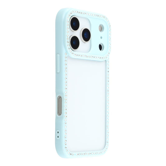 For iPhone 17 pro max Case Sparkling Rhinestone Decor TPU + PC Clear Phone Back Cover - Blue