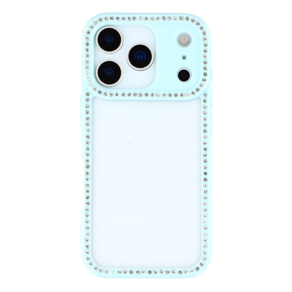 For iPhone 17 pro max Case Sparkling Rhinestone Decor TPU + PC Clear Phone Back Cover - Blue