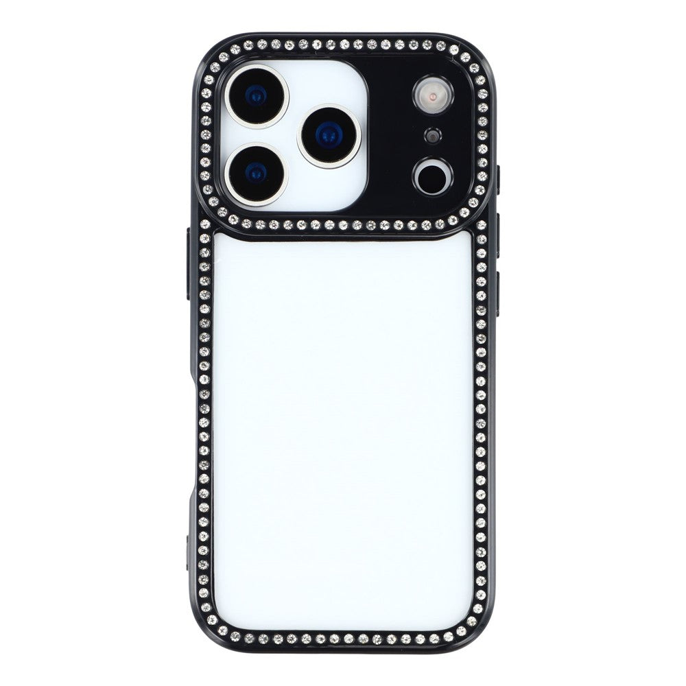 For iPhone 17 pro max Case Sparkling Rhinestone Decor TPU + PC Clear Phone Back Cover - Black