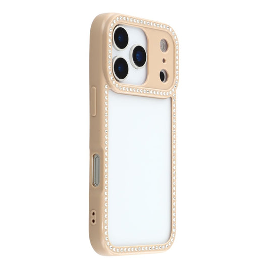 For iPhone 17 pro max Case Sparkling Rhinestone Decor TPU + PC Clear Phone Back Cover - Brown