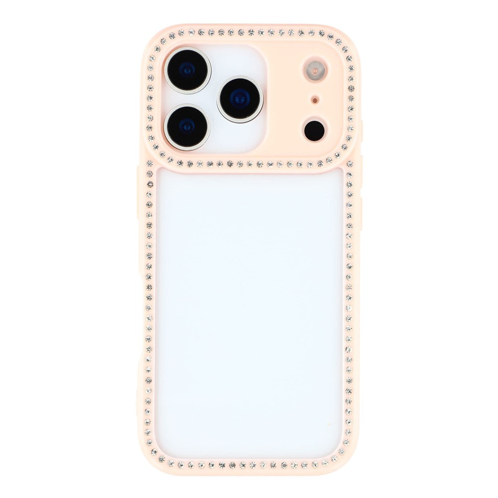 For iPhone 17 pro max Case Sparkling Rhinestone Decor TPU + PC Clear Phone Back Cover - Pink