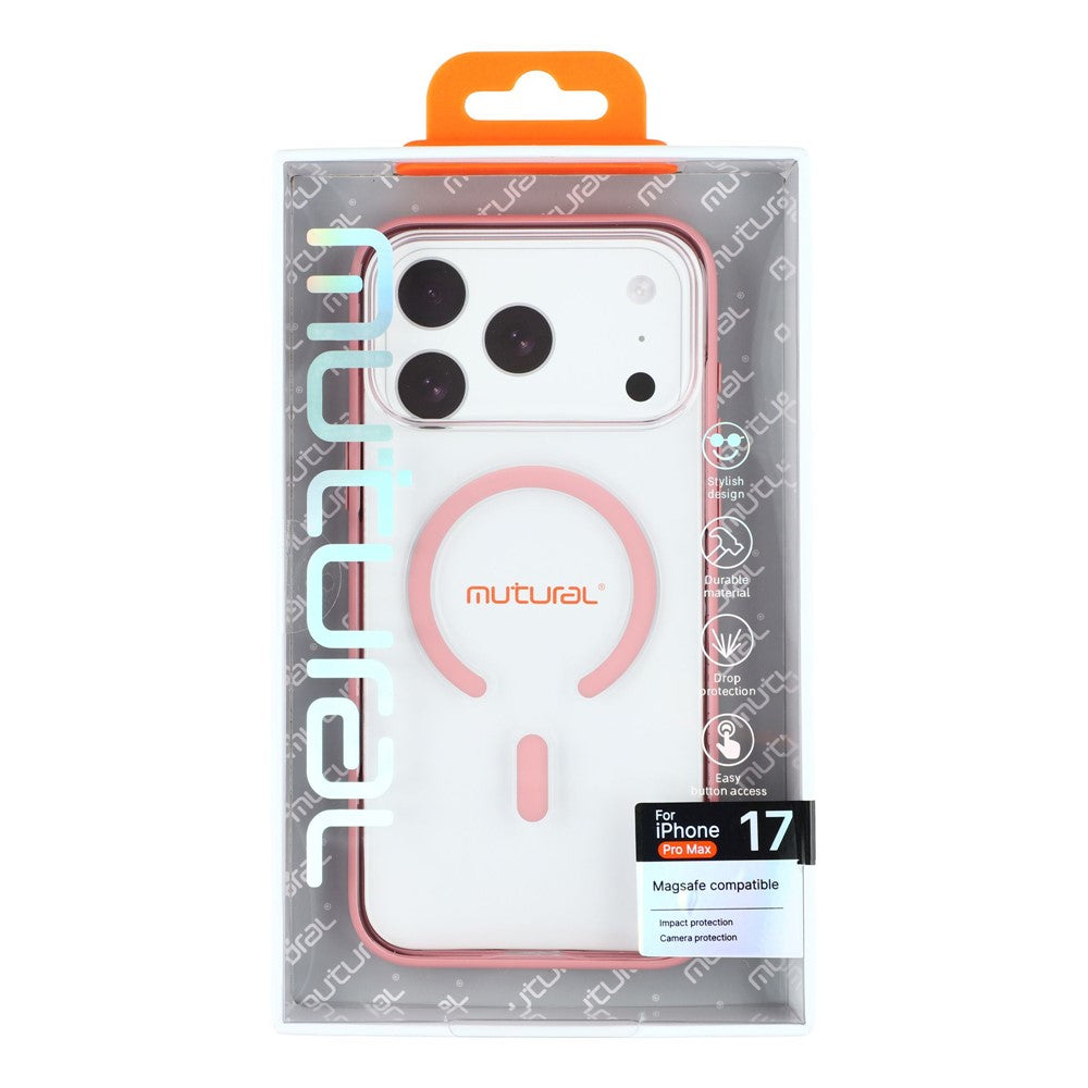 MUTURAL For iPhone 17 Pro Max Case Compatible with MagSafe Translucent PC + TPU Phone Cover - Pink