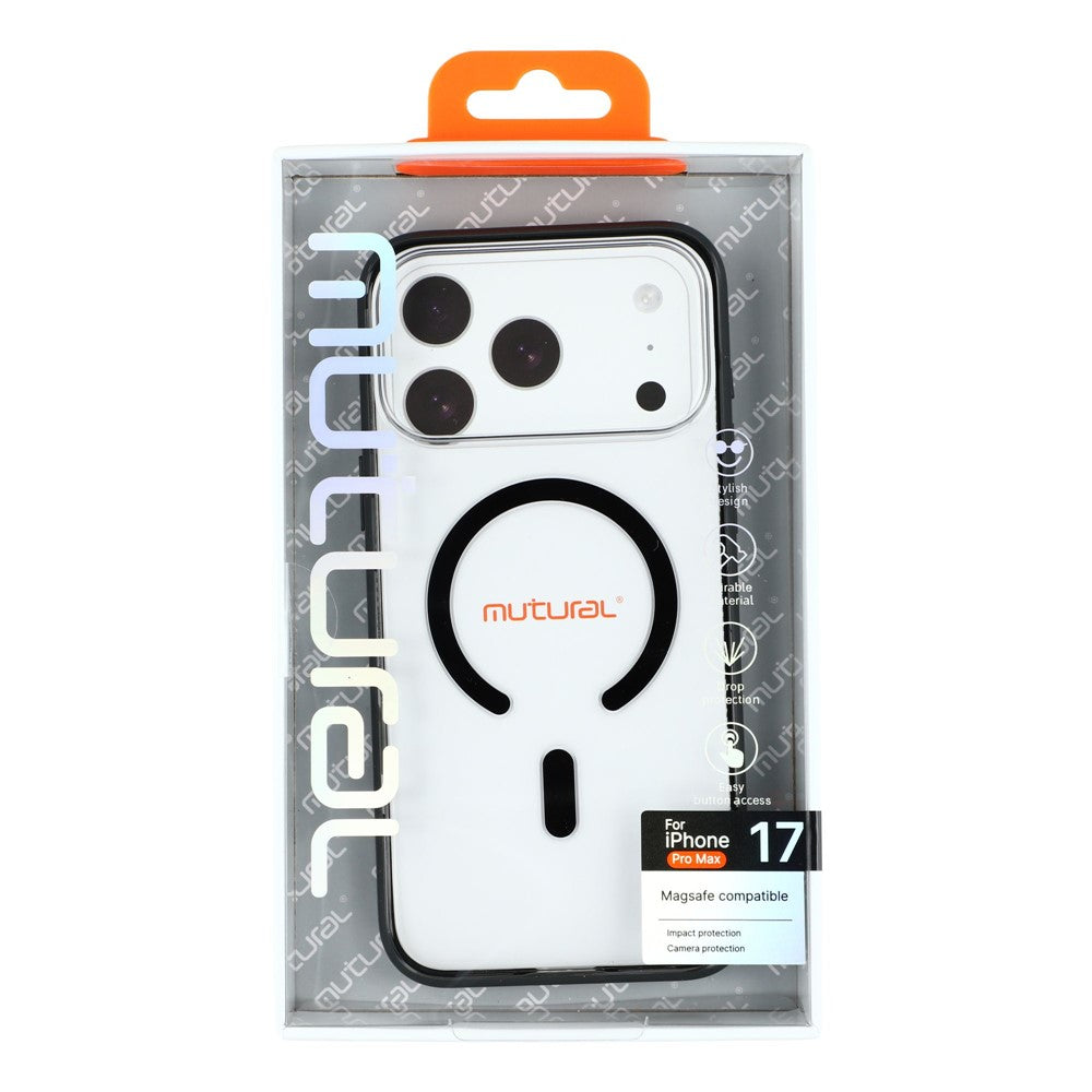 MUTURAL For iPhone 17 Pro Max Case Compatible with MagSafe Translucent PC + TPU Phone Cover - Black