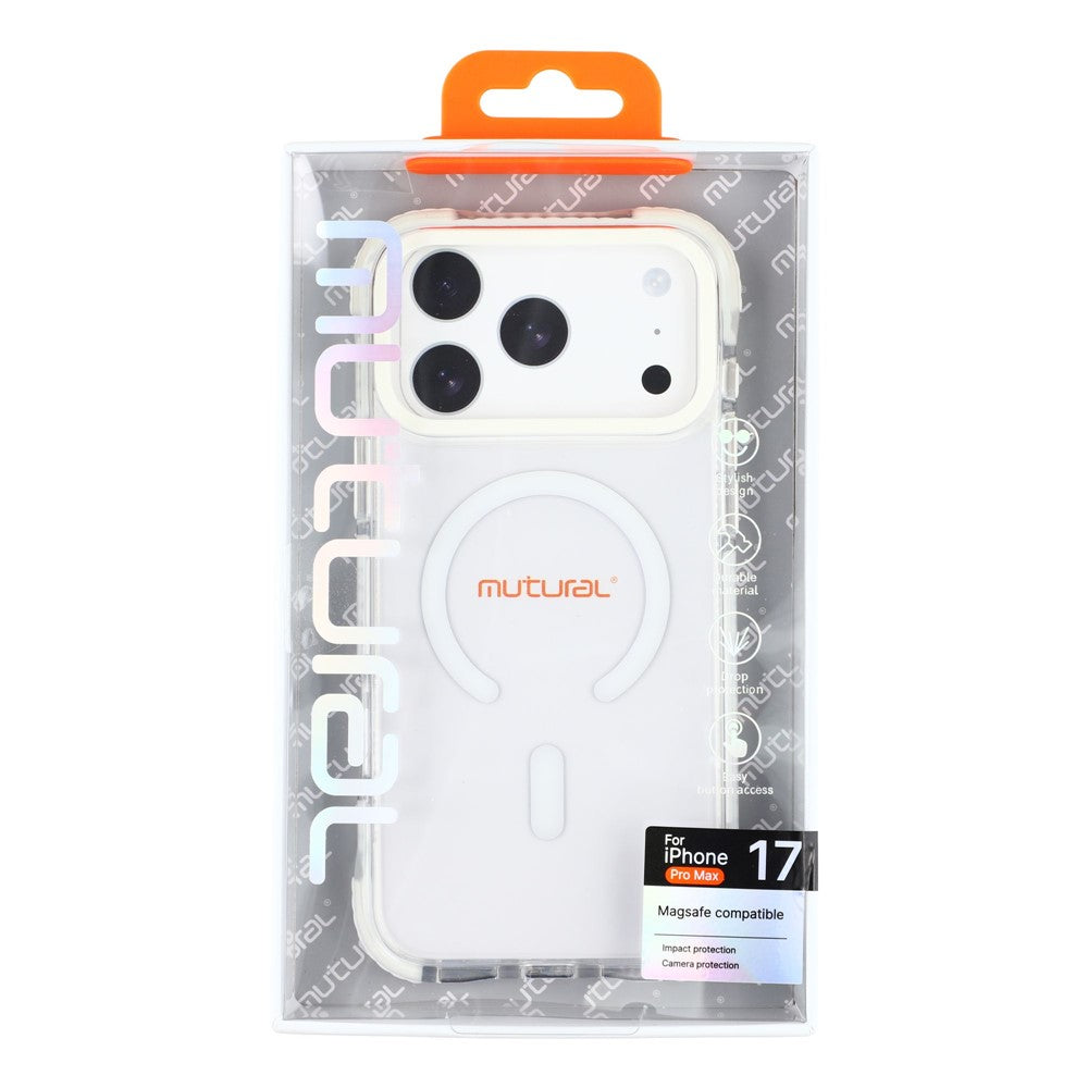 MUTURAL For iPhone 17 Pro Max Case Compatible with MagSafe Reinforced Corners PC + TPU Clear Phone Cover - White