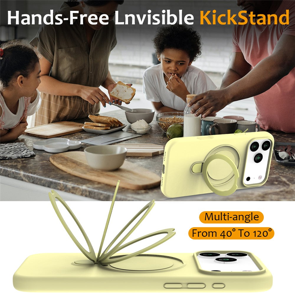 For iPhone 17 Pro Max Case Compatible with MagSafe Kickstand PC + Silicone Phone Cover - Yellow