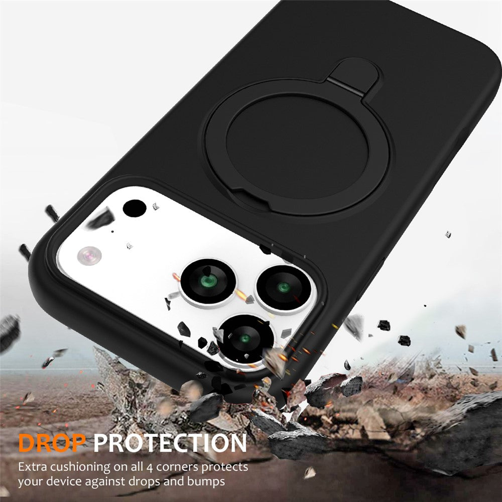 For iPhone 17 Pro Max Case Compatible with MagSafe Kickstand PC + Silicone Phone Cover - Black