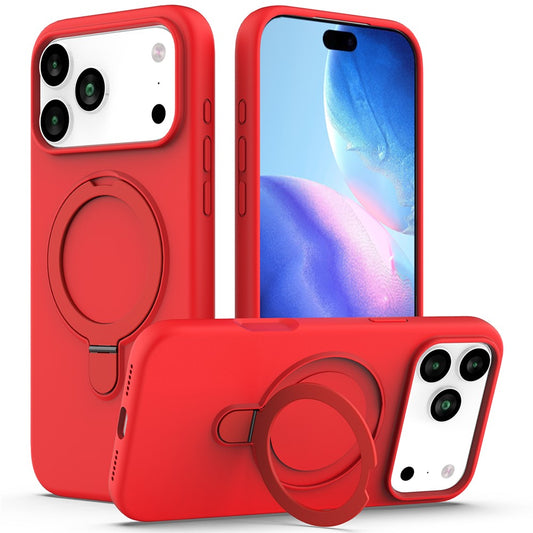 For iPhone 17 Pro Max Case Compatible with MagSafe Kickstand PC + Silicone Phone Cover - Red