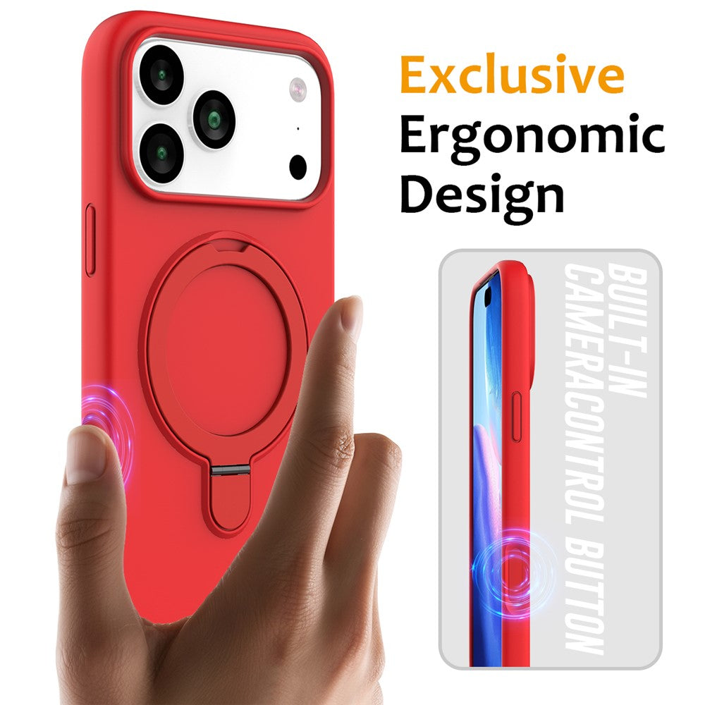 For iPhone 17 Pro Max Case Compatible with MagSafe Kickstand PC + Silicone Phone Cover - Red