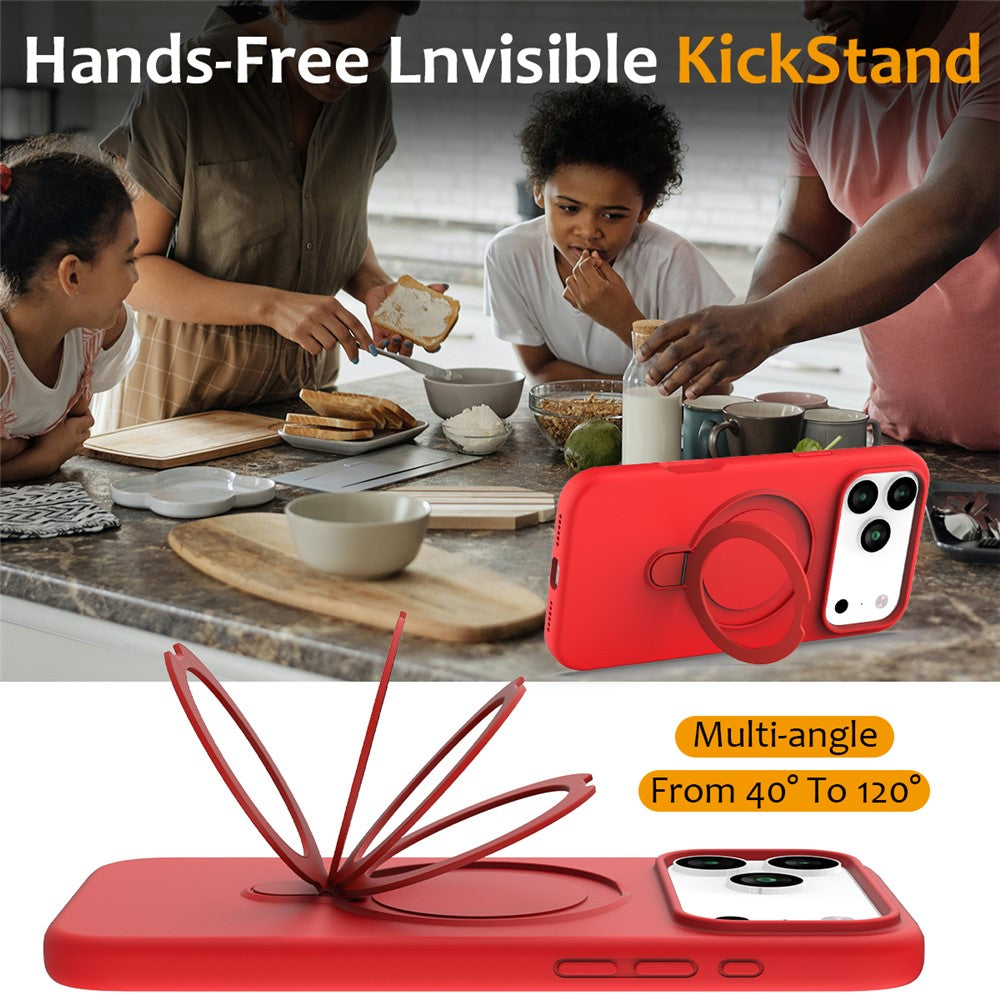 For iPhone 17 Pro Max Case Compatible with MagSafe Kickstand PC + Silicone Phone Cover - Red