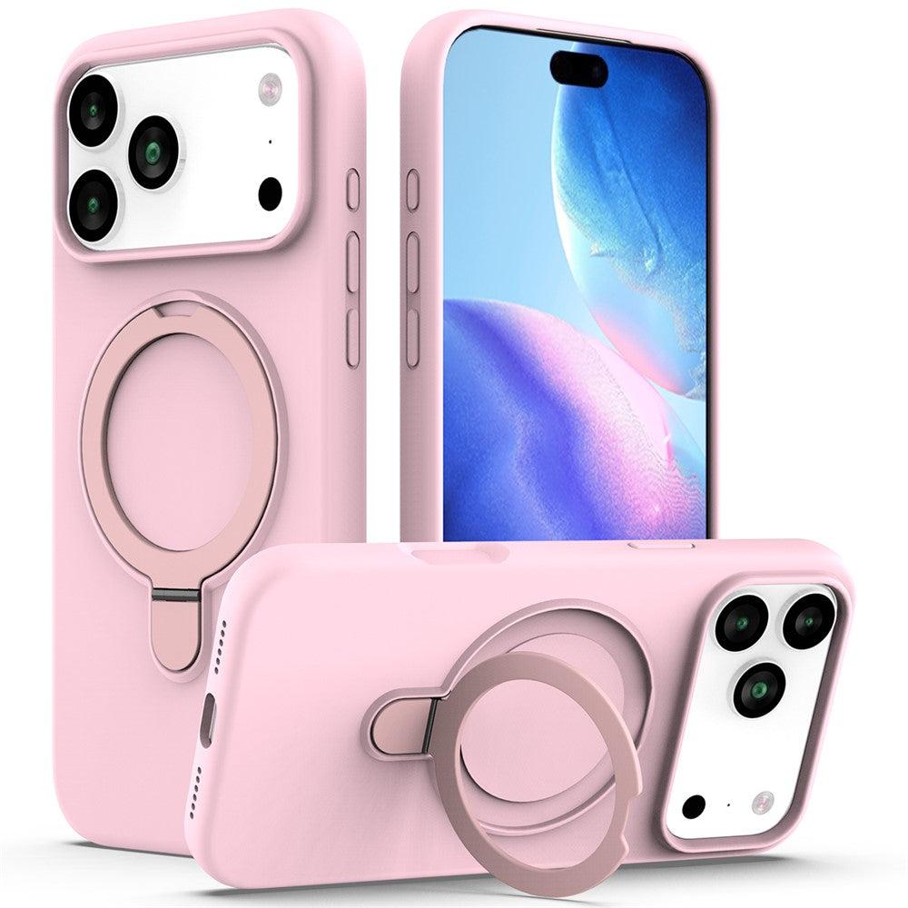 For iPhone 17 Pro Max Case Compatible with MagSafe Kickstand PC + Silicone Phone Cover - Grey Pink