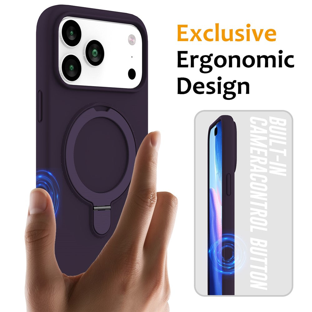 For iPhone 17 Pro Max Case Compatible with MagSafe Kickstand PC + Silicone Phone Cover - Dark Purple