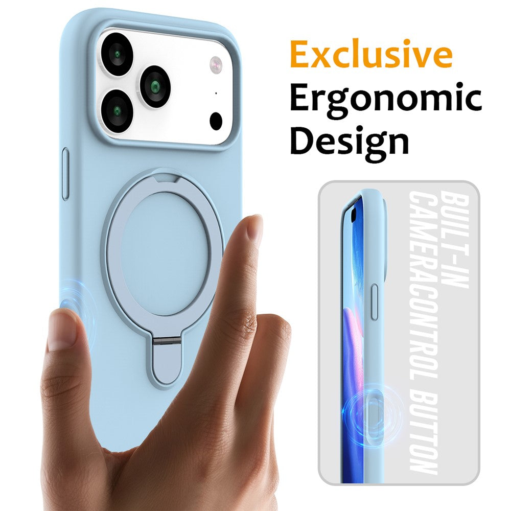 For iPhone 17 Pro Max Case Compatible with MagSafe Kickstand PC + Silicone Phone Cover - Sky Blue
