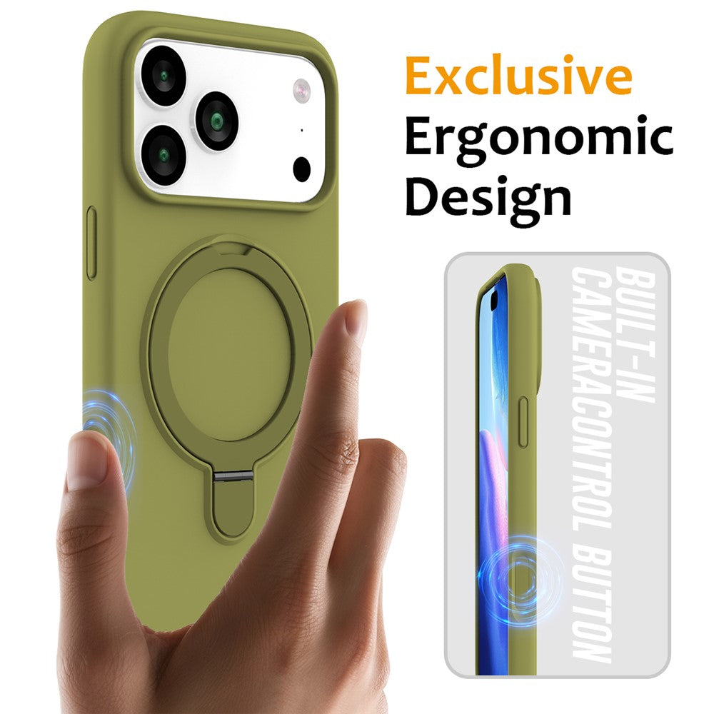 For iPhone 17 Pro Max Case Compatible with MagSafe Kickstand PC + Silicone Phone Cover - Green