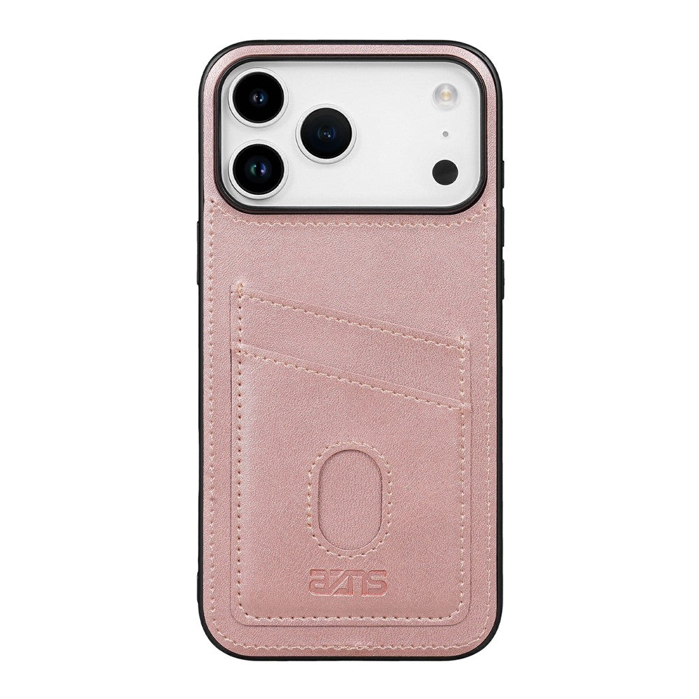 AZNS K1 Series For iPhone 17 Pro Max Case Calf Texture Anti-Drop PU + TPU Phone Cover - Rose Gold