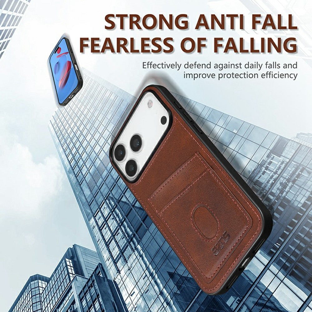 AZNS K1 Series For iPhone 17 Pro Max Case Calf Texture Anti-Drop PU + TPU Phone Cover - Rose Gold