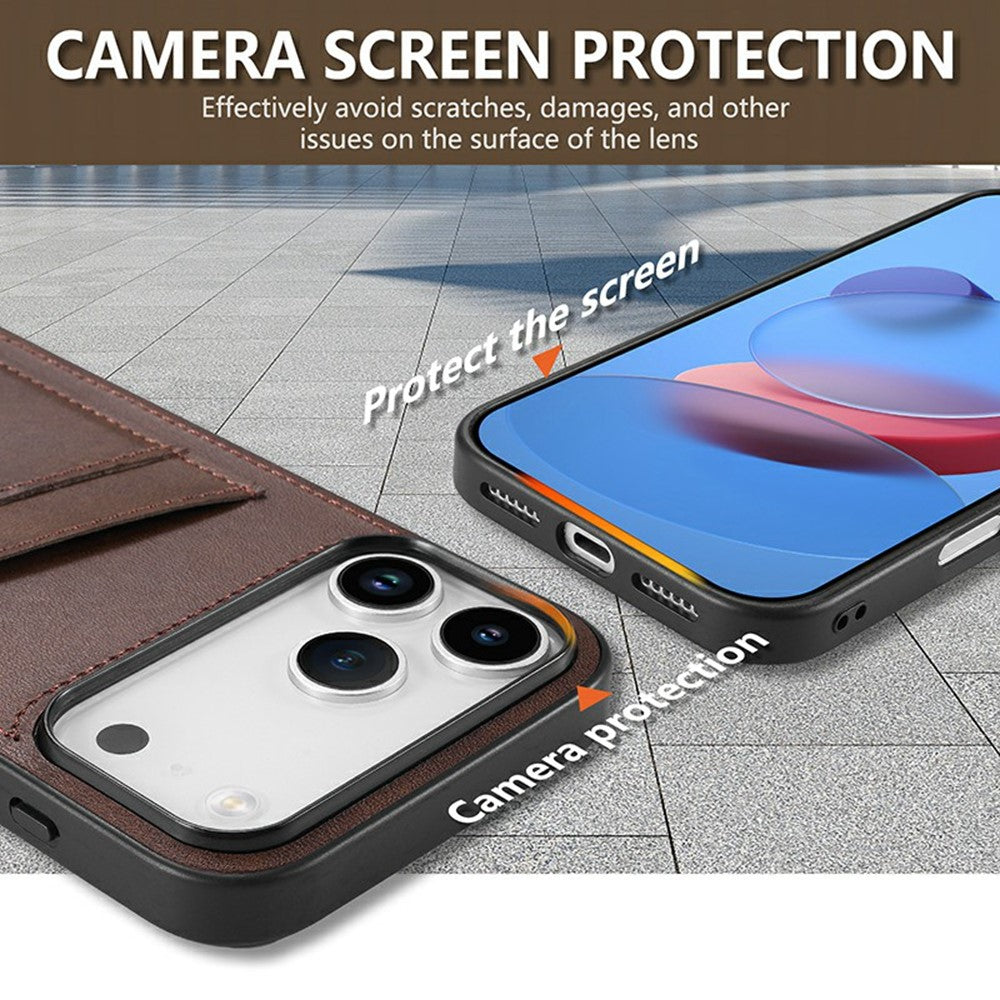 AZNS K1 Series For iPhone 17 Pro Max Case Calf Texture Anti-Drop PU + TPU Phone Cover - Rose Gold