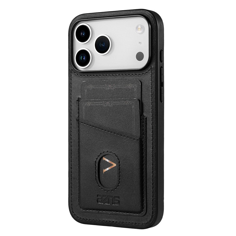 AZNS K1 Series For iPhone 17 Pro Max Case Calf Texture Anti-Drop PU + TPU Phone Cover - Black