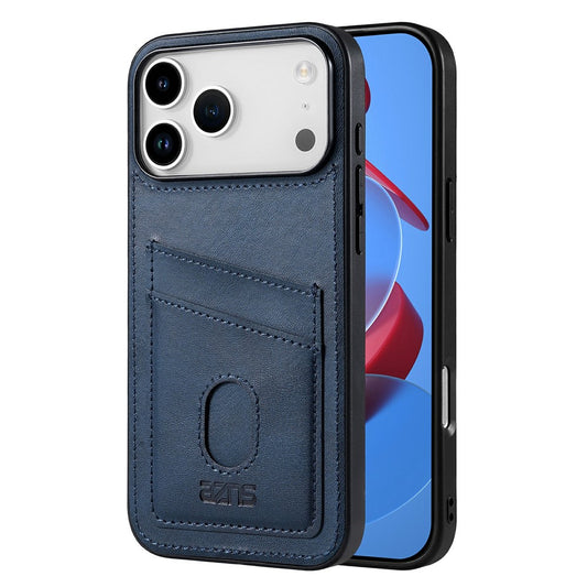 AZNS K1 Series For iPhone 17 Pro Max Case Calf Texture Anti-Drop PU + TPU Phone Cover - Blue