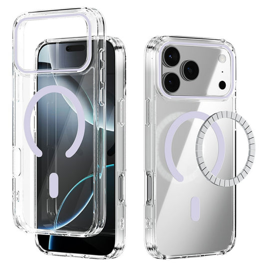 ABEEL For iPhone 17 Pro Max Case Compatible with MagSafe Anti Scratch Clear TPU PC Phone Back Cover - Purple