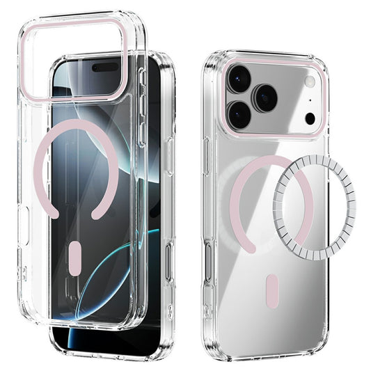 ABEEL For iPhone 17 Pro Max Case Compatible with MagSafe Anti Scratch Clear TPU PC Phone Back Cover - Pink