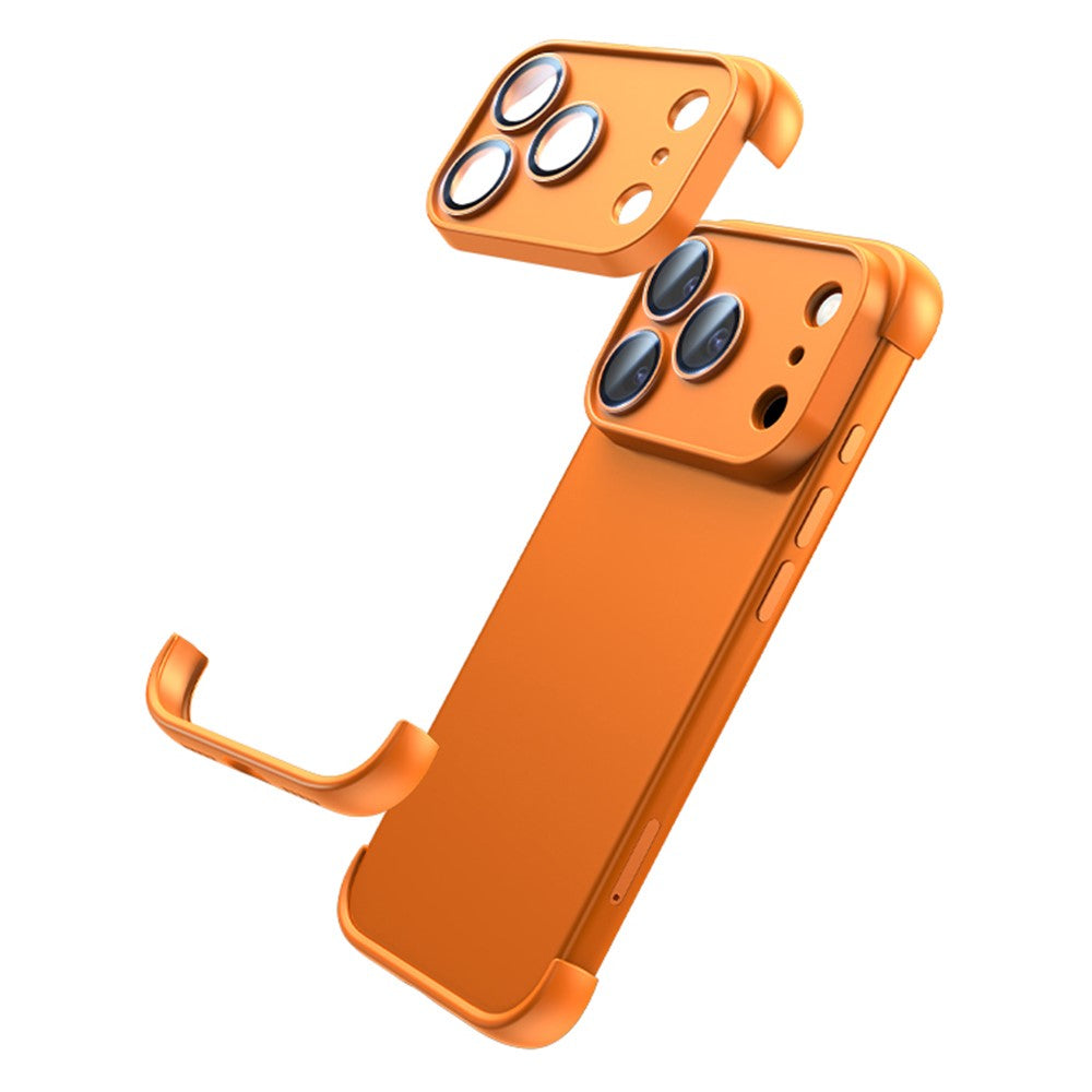For iPhone 17 Pro Max Frameless Case Corner Edge Protection TPU Silicone Cover with Camera Lens Protector - Orange