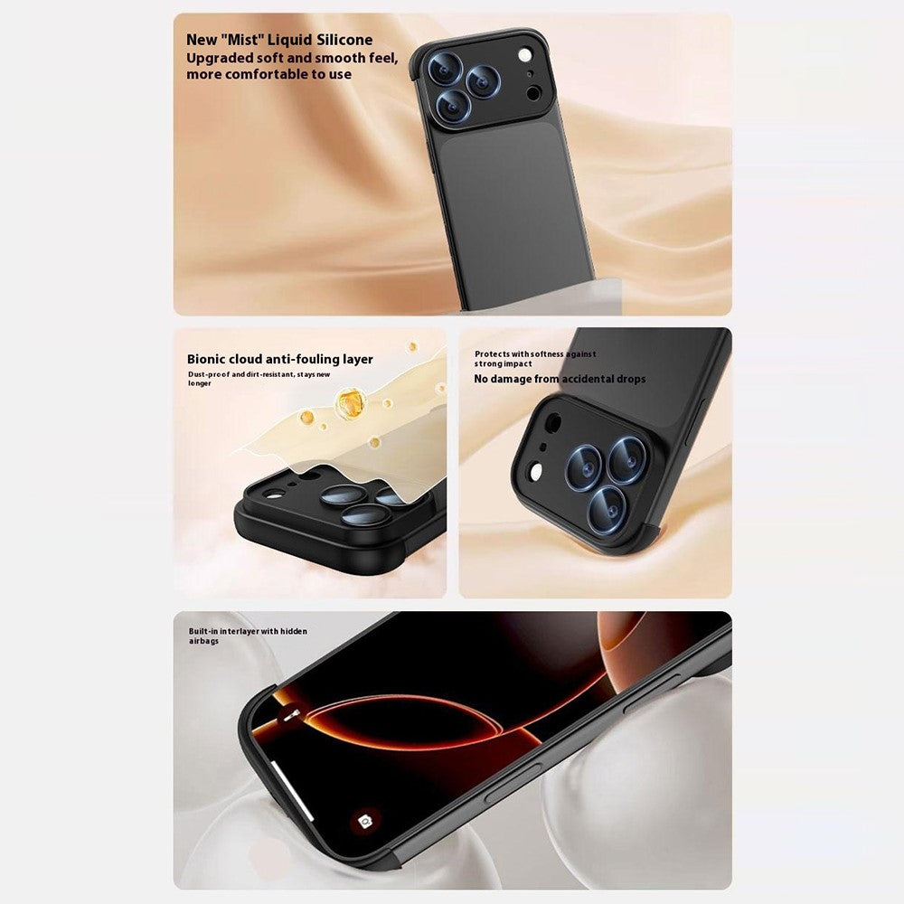 For iPhone 17 Pro Max Frameless Case Corner Edge Protection TPU Silicone Cover with Camera Lens Protector - Orange