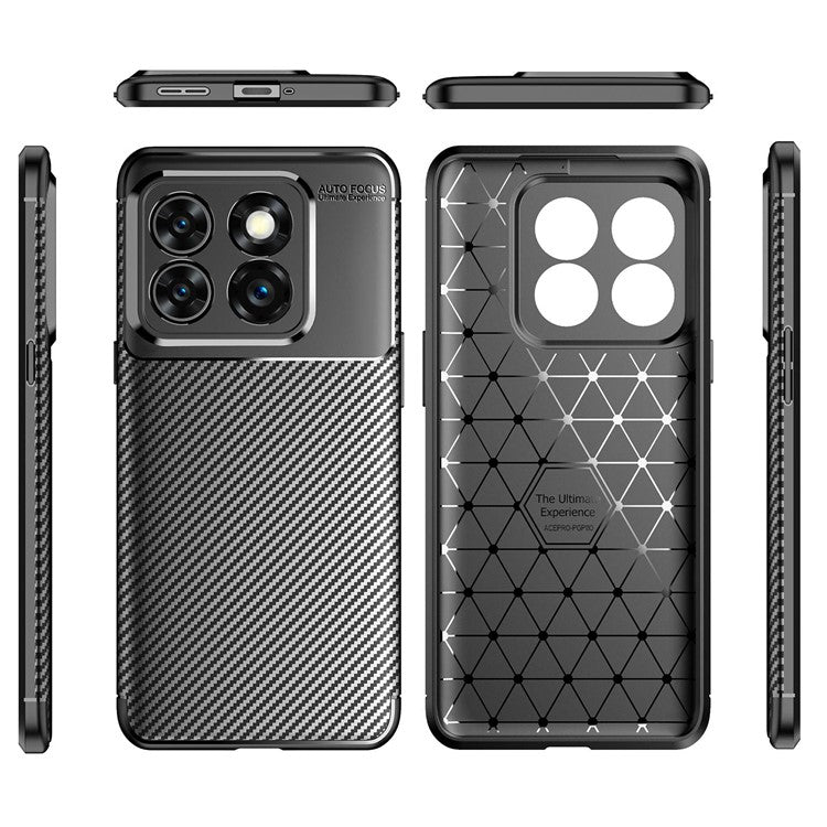 For OnePlus Ace Pro 5G / 10T 5G Carbon Fiber Texture Phone Case Anti-drop Protective TPU Back Cover - Black