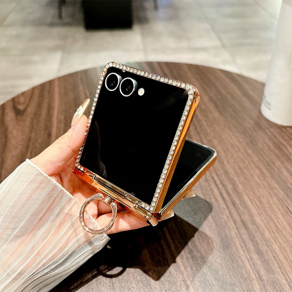 For Samsung Galaxy Z Flip7 5G Case Glitter Design Rhinestone Decor Hard PC Phone Cover - Pink