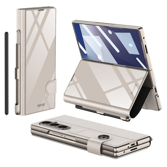 GKK For Samsung Galaxy Z Fold7 5G Case with Pencil Slot Hard PC + PU + Tempered Glass Phone Cover - Titanium Grey