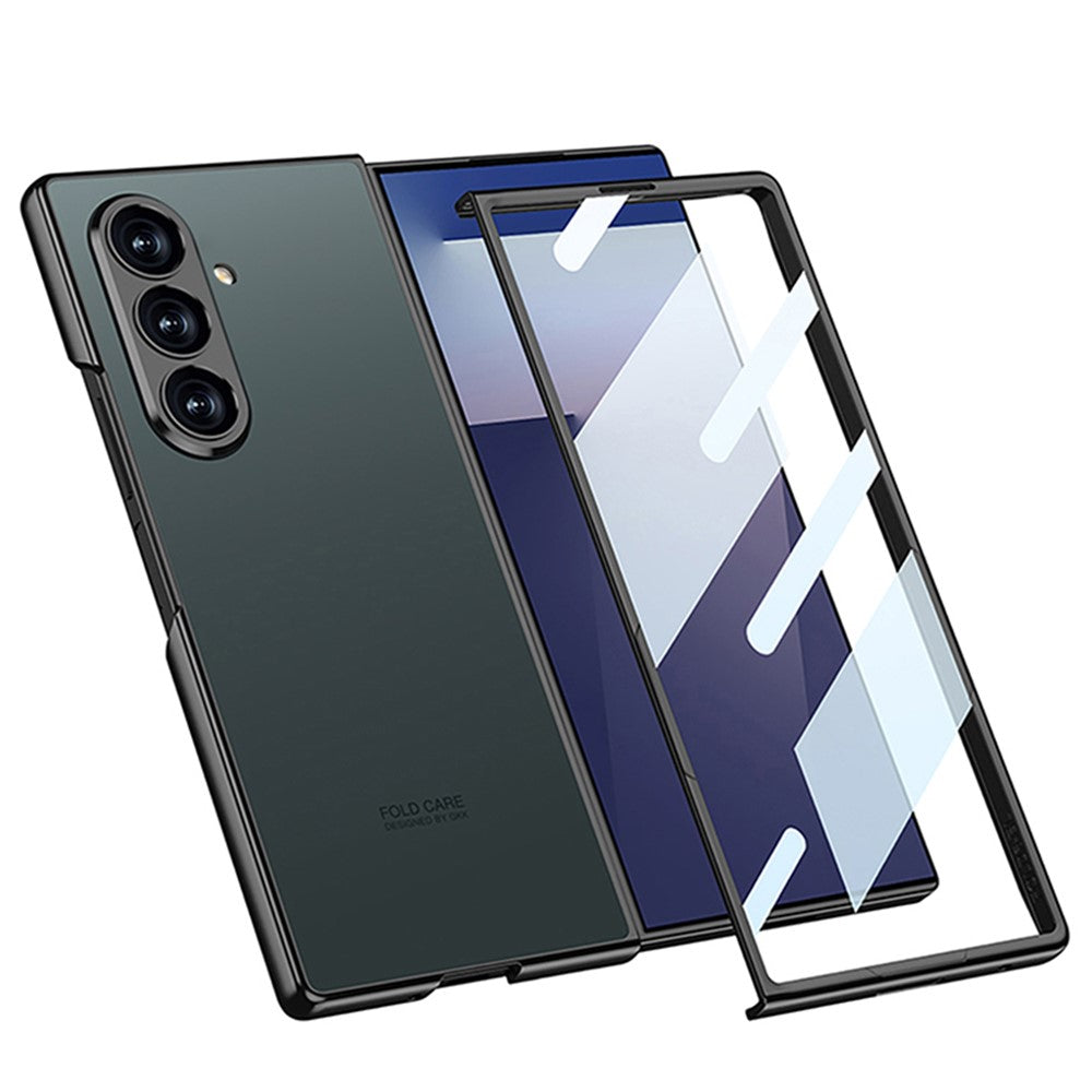 GKK For Samsung Galaxy Z Fold7 5G Case Skin Touch PC + Tempered Glass Slim Phone Cover - Titanium Grey