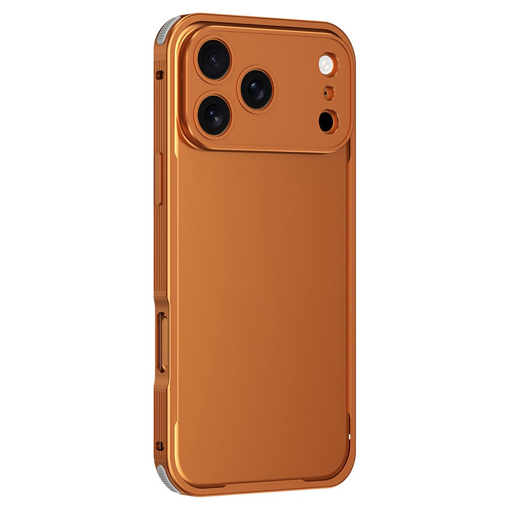 For iPhone 17 Pro Max Bumper Case Heat Dissipation Aluminium Alloy Phone Shell with Buckle / Camera Lid - Orange
