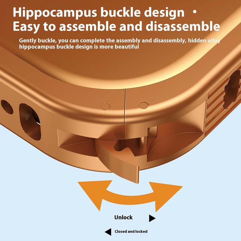 For iPhone 17 Pro Max Bumper Case Heat Dissipation Aluminium Alloy Phone Shell with Buckle / Camera Lid - Orange