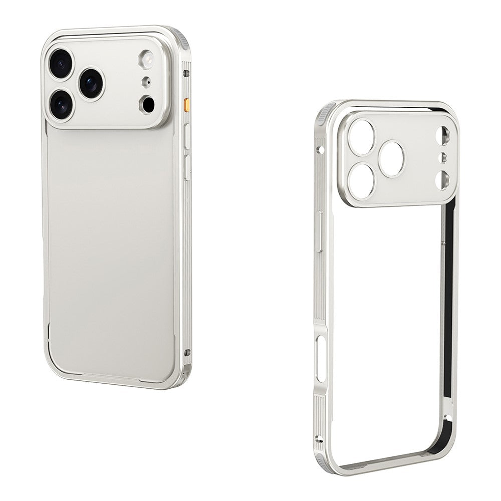 For iPhone 17 Pro Max Bumper Case Heat Dissipation Aluminium Alloy Phone Shell with Buckle / Camera Lid - Titanium