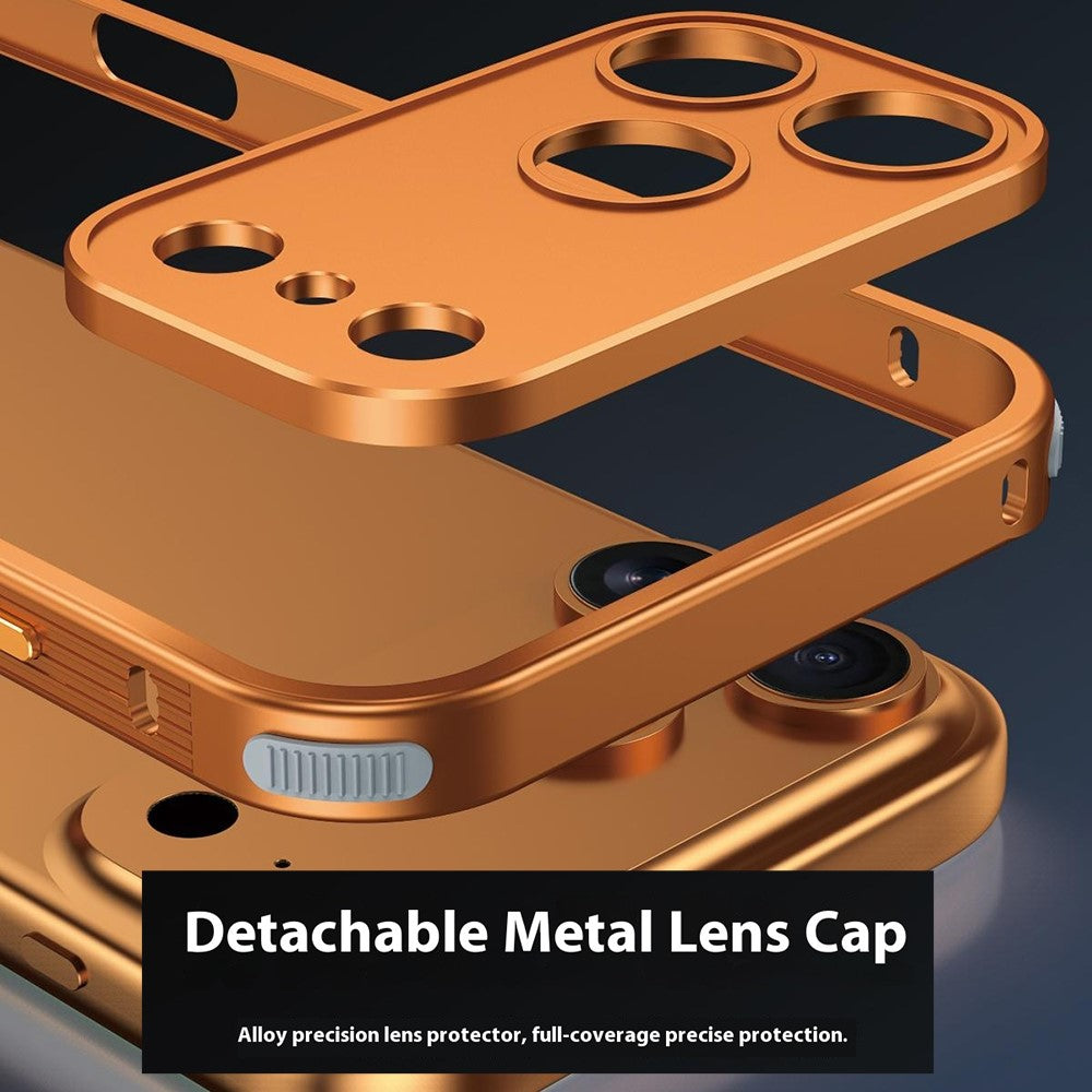 For iPhone 17 Pro Max Bumper Case Heat Dissipation Aluminium Alloy Phone Shell with Buckle / Camera Lid - Titanium