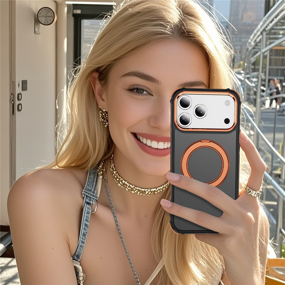 For iPhone 17 Pro Max Case Compatible with MagSafe Skin Touch Airbag Anti Drop TPU + PC Phone Cover - Orange