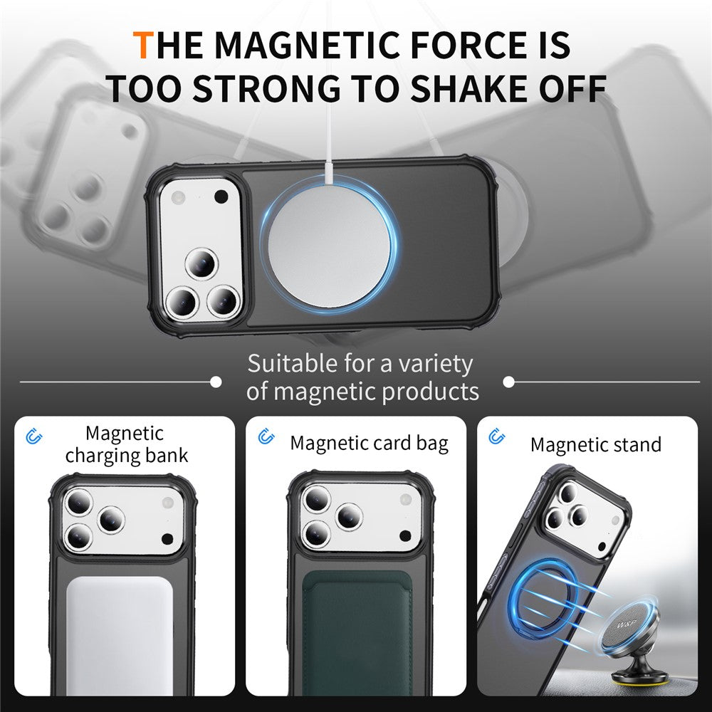 For iPhone 17 Pro Max Case Compatible with MagSafe Skin Touch Airbag Anti Drop TPU + PC Phone Cover - Black