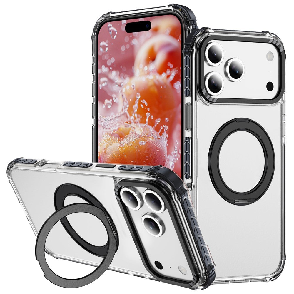 For iPhone 17 Pro Max Case Compatible with MagSafe Airbag Anti Drop TPU + PC Clear Phone Cover - Black