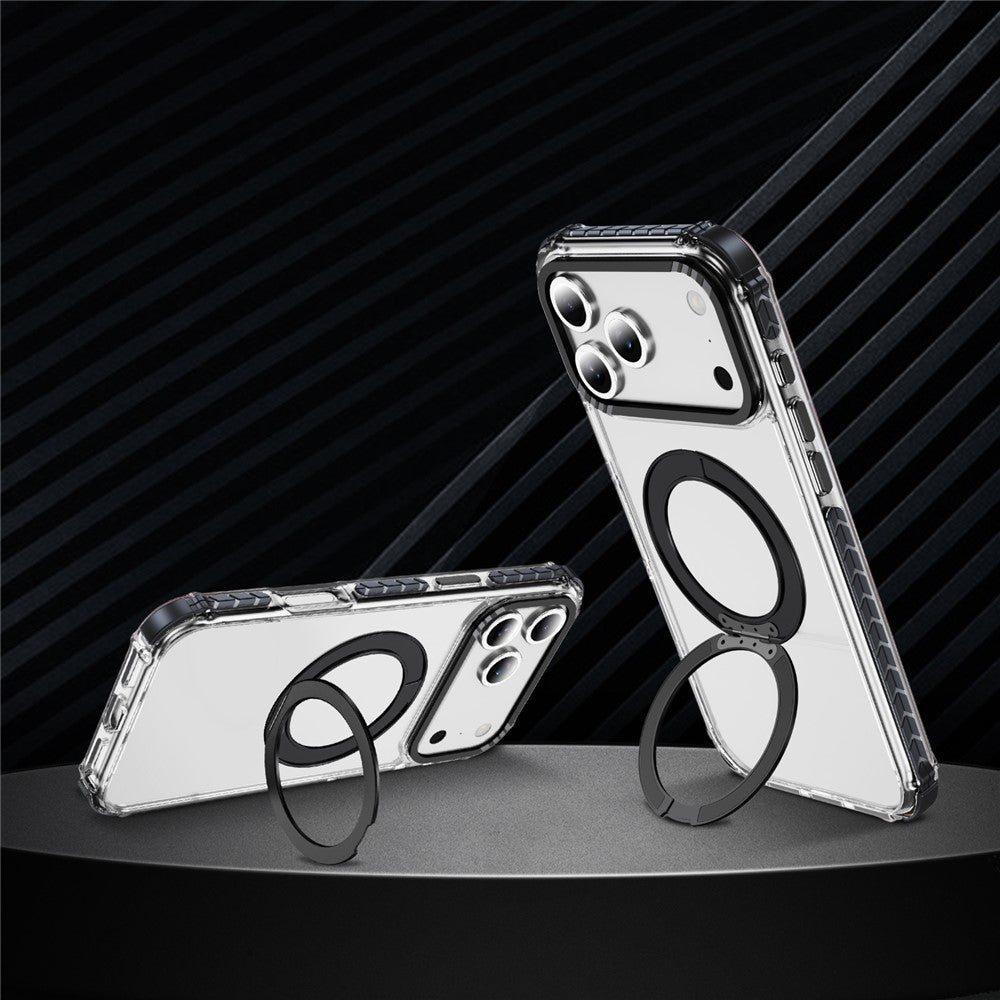 For iPhone 17 Pro Max Case Compatible with MagSafe Airbag Anti Drop TPU + PC Clear Phone Cover - Black