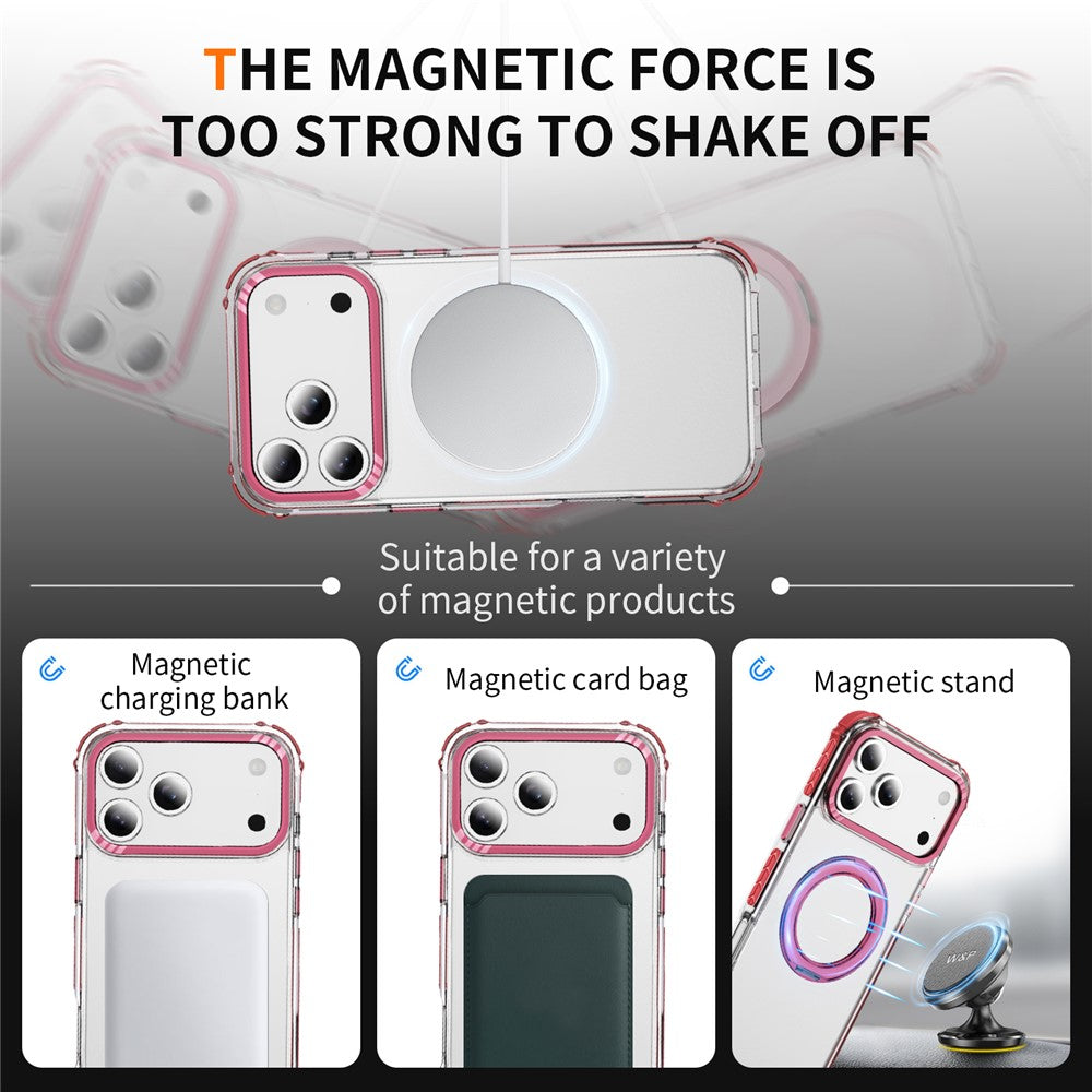 For iPhone 17 Pro Max Case Compatible with MagSafe Airbag Anti Drop TPU + PC Clear Phone Cover - Red