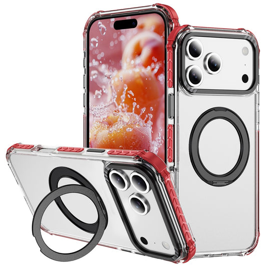 For iPhone 17 Pro Max Case Compatible with MagSafe Airbag Anti Drop TPU + PC Clear Phone Cover - Red  /  Black