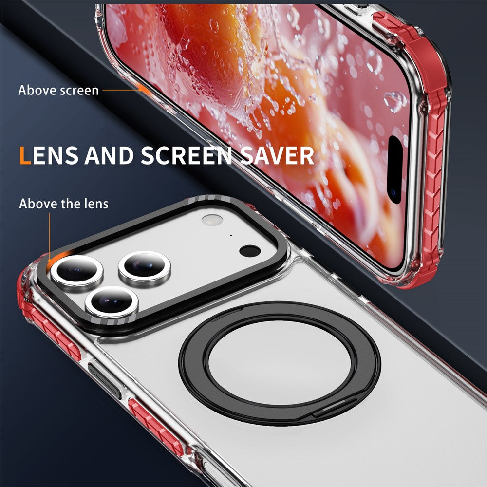 For iPhone 17 Pro Max Case Compatible with MagSafe Airbag Anti Drop TPU + PC Clear Phone Cover - Red  /  Black