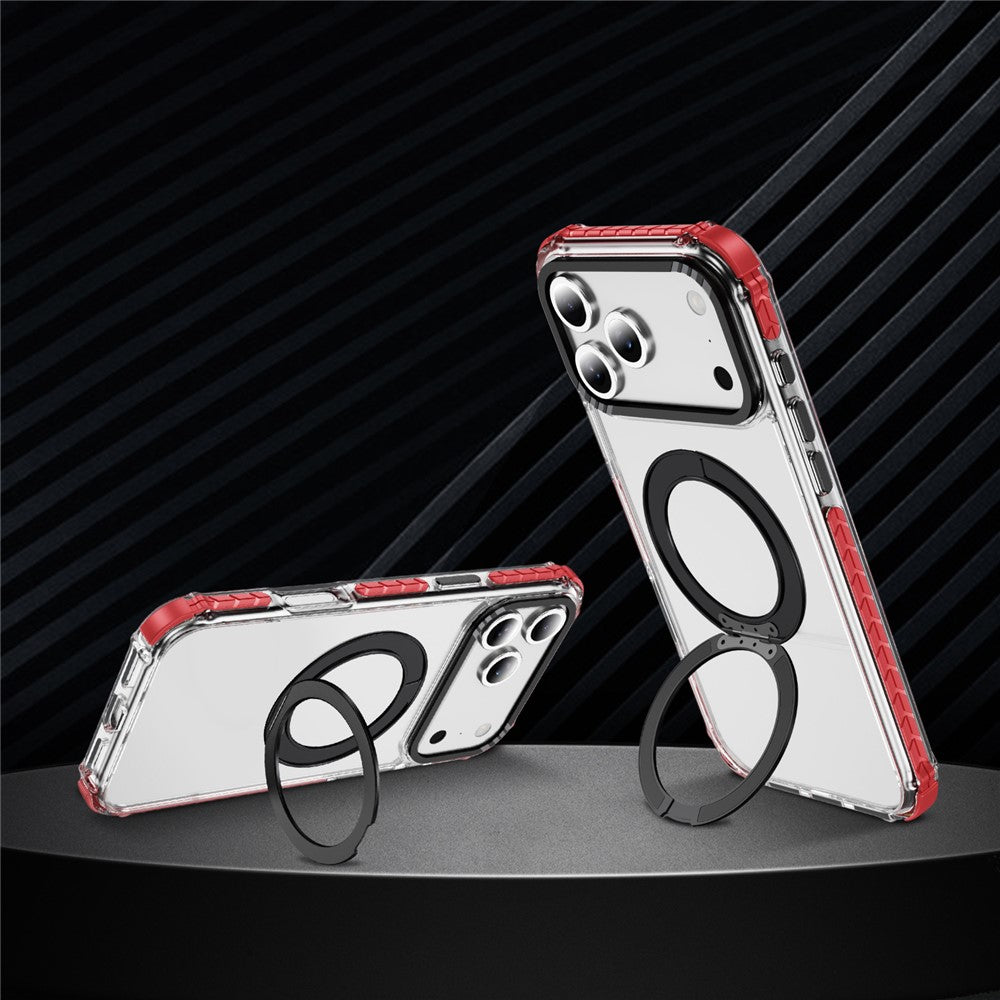 For iPhone 17 Pro Max Case Compatible with MagSafe Airbag Anti Drop TPU + PC Clear Phone Cover - Red  /  Black