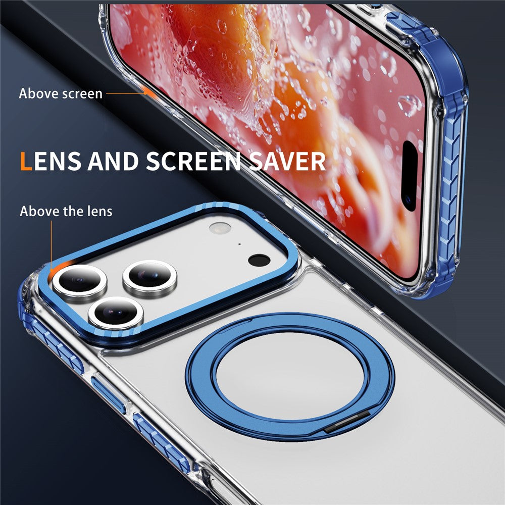 For iPhone 17 Pro Max Case Compatible with MagSafe Airbag Anti Drop TPU + PC Clear Phone Cover - Blue