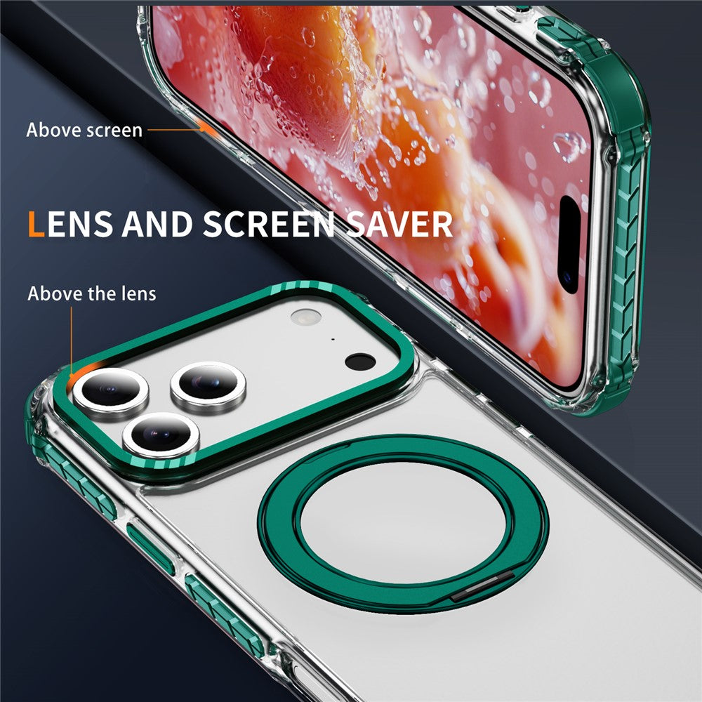 For iPhone 17 Pro Max Case Compatible with MagSafe Airbag Anti Drop TPU + PC Clear Phone Cover - Green