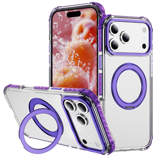 For iPhone 17 Pro Max Case Compatible with MagSafe Airbag Anti Drop TPU + PC Clear Phone Cover - Purple