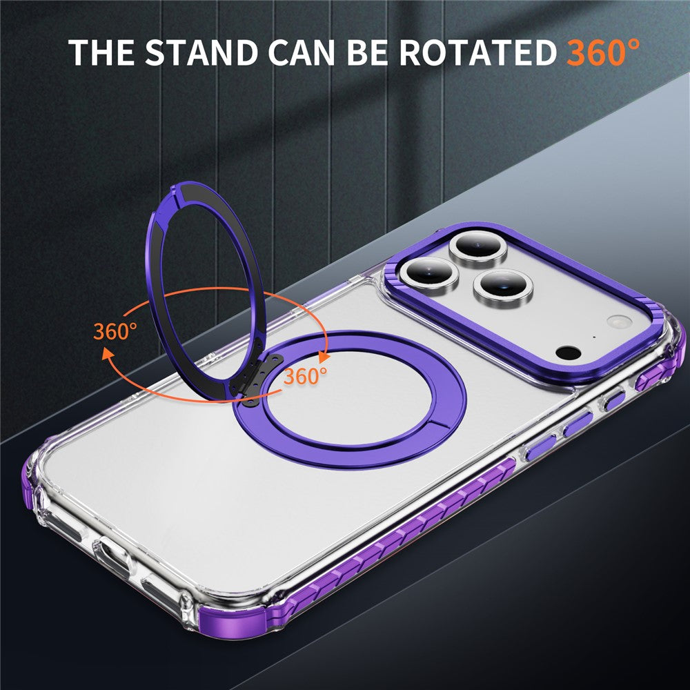 For iPhone 17 Pro Max Case Compatible with MagSafe Airbag Anti Drop TPU + PC Clear Phone Cover - Purple
