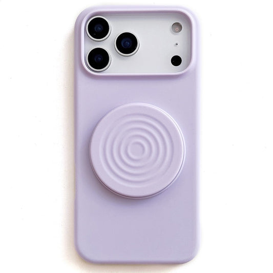 For iPhone 17 Pro Max Silicone Case Wave Pattern Folding Kickstand Phone Cover Built-In Soft Fabric Lining - Light Purple