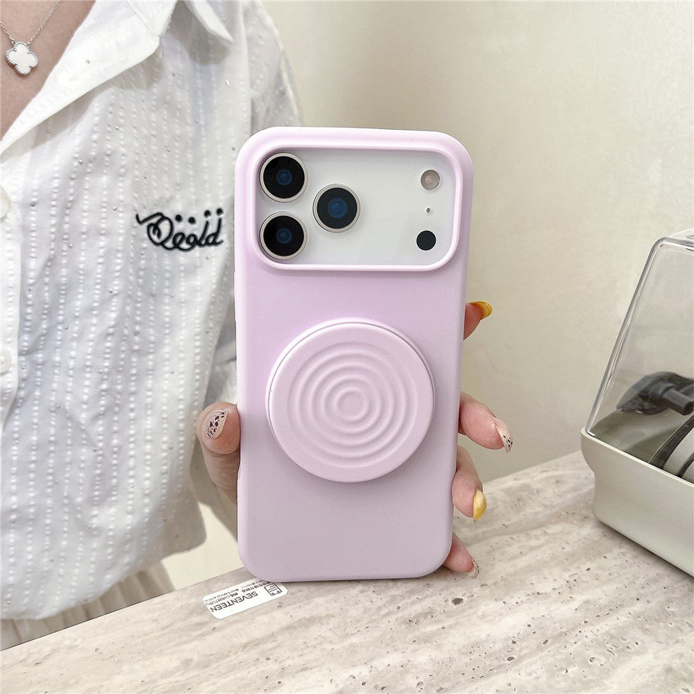 For iPhone 17 Pro Max Silicone Case Wave Pattern Folding Kickstand Phone Cover Built-In Soft Fabric Lining - Light Purple